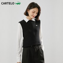 카텔로 니트 조끼 여자 올 가을 라운드 민소매 겉옷 조끼
