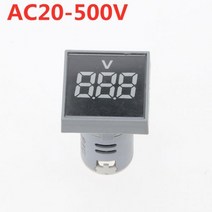 미니 디지털 전압계 22mm AC 12-500V 20-500V 볼트 전압 테스터 미터 모니터 전원 LED 표시기 파일럿 램프 표시 등 321447, Square White