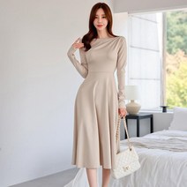 여성정장원피스 결혼식 하객룩 돌잔치 원피스 플리츠스커트 입술넥 A03