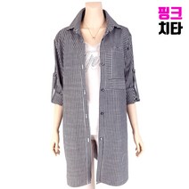 엄마옷 핑크치타 중년여성의류 할머니옷 줄 롱 남방