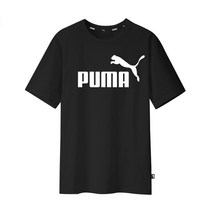 푸마 에센셜 로고 반팔티 블랙 남자 반팔 스포츠 티셔츠 트레이닝 면티 상의 586666-01