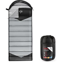 ETGLCOZY 성인용 침낭 어린이 캠핑 배낭 3계절 따뜻하고 시원한 날씨 경량 컴팩트 장, 87x33.5IN-3.3LB, Black/Gray