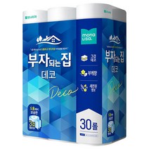 모나리자 부자되는 집 천연 펄프 3겹 화장지 데코 27m, 1팩, 30롤