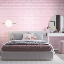 폼블럭벽지 블럭아이 10mmX1mX2.5m_인테리어 필름 벽돌 보온 두꺼운 폼시트지 발포 단열벽지 곰팡이 스티커, 핑크