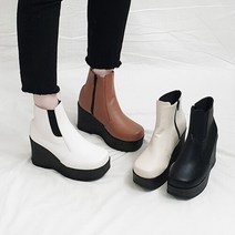 디아슈즈 무어 국산 키높이 웨지 통굽 첼시 앵클부츠 9cm