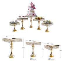 케이크스탠드 골드 메탈 스퀘어 케이크 스탠드 5 개-19 개/로트 웨딩 디스플레이 거울 베이킹 스낵 파티 용품 중앙 장식품 트레이