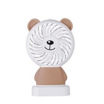 KC인증 곰돌이 휴대용 LED 선풍기 USB 충전식 목걸이 탁상용 베어 곰 미니, 브라운, 아이러브