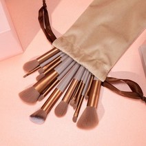 휴대용 블러셔 섀도우 멀티 브러쉬 메이크업 키트 전문 여행 미니 아이 메이크업 세트 립, 13pcs 브라운