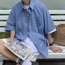 남성 반팔 셔츠 남방 오픈카라 반팔티 오버핏 데일리 시원한 여름 와이셔츠