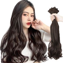 가발위드 붙임머리 엔디롱 웨이브 부분 가발 3피스 세트, 네츄럴블랙60cm