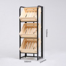 과일진열대 선반 마트 매대 야채 전시대 베이커리, E.단면 3단 둥근모서리 50X35X132cm 나무틀