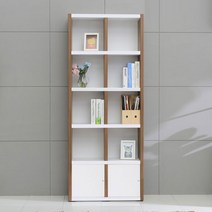 장인가구 프린스 800 5단 수납형 책장, 오크화이트