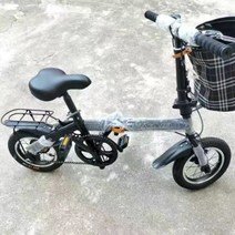 초소형 12인치 접이식 자전거 초중학생용 성인용 휴대용 이동수단, 12인치 블랙 + 뒷좌석