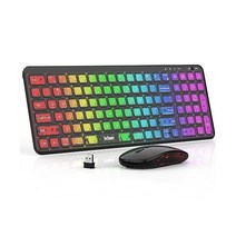 무선 키보드 마우스 울트라 슬림 콤보-RGB 백릿 Quiet 컴팩트 인체공학 Sciss 스위치 2.4G 듀얼-모드 커넥션 충전식 USB-C 어댑터 Mac/Win/안드로이드