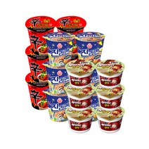 농심 신라면 소컵 6개 + 오뚜기 진라면 순한맛 소컵 6개 + 농심 짜파게티 범벅 6개, 18개