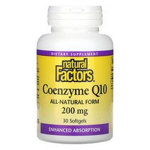 내추럴팩터스 코엔자임 Q10 200mg 소프트젤 30정100934, 200 mg선택 용량이 사진보다 우선입니다, 60 개
