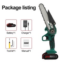 전정기 헤지 트리머 LUSQI 12 PCS 리튬 배터리 무선 전정 가위 amp 6 인치 톱 절단 세트 도구, CHINA, Black, 01 Chainsaw set