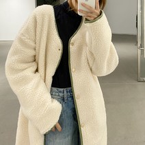 넷투넷코리아 여성 롱 뽀글이 양면 패딩 점퍼 루즈핏 기본 아우터