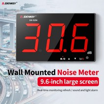 소음 측정 SNDWAY 디지털 사운드 레벨 미터 SW-525A 벽 장착 데시벨 9.6 인치 30-130dB 대형 스크린 dB