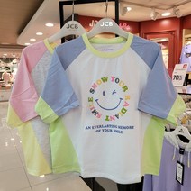 애플핑크 이런 가격이면~~ 망설이면 품절/여아전문 주니어브랜드/여름/데일리룩/캐주얼룩/빠른배송/가오리핏 스마일 배색 티셔츠 APK8R308-7954