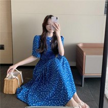 파티드레스 헵번 스타일 여신 기질 달콤한 꽃 드레스 신선하고 우아한 주름 허리 포옹 여성