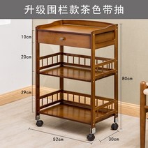 식당 음식운반 트롤리 엔틱 3단 원목 튼튼한 수납 서빙용 핸드카트, 5번