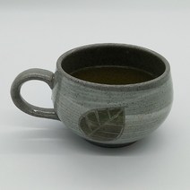 나뭇잎 쌍화차잔 200ml 옅은 대추차잔 전통찻잔, 1개