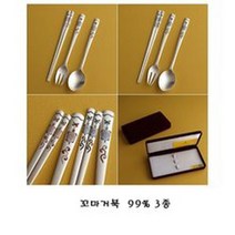 인스푼 은수저 젓가락 포크 꼬마거북어린이 은99% 3종세트, 3개, 실버