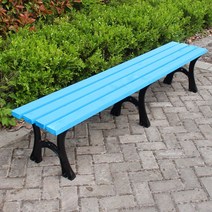 야외용 벤치 테라스 카페 나무 의자 인테리어 정류장, 등받이 없이 두꺼워진 120cm 길이의 하늘빛