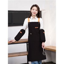 바리스타앞치마 가죽공방 프릴앞치마 카페앞치마 미용 원피스앞치마 예쁜앞치마 네일샵, 18.구리버클 가죽스트랩 블랙+토시