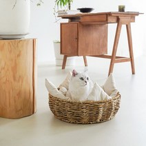 라탄 숨숨집 고양이 침대 애완견 반려 둥지 캣 집 동물 등나무 강아지 하우스, 겸용, 원형