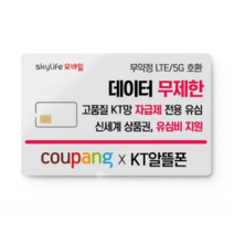 KT 알뜰폰 유심 스카이라이프 무약정 후불유심칩 자급제폰, 번호이동, 일반유심