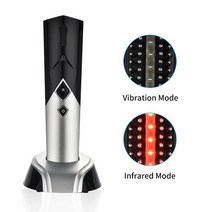 탈모 헤어 LED 마사지 발모액 도포 흡수 진동 브러시 빗 두피 모발 관리 완화 가정용 선물, 블랙실버