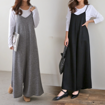 Newcare 여성 가을 니트 점프수트 세트 멜빵바지 티셔츠세트