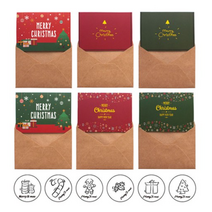 도나앤데코 실비아 크리스마스 카드   크라프트 봉투   스티커 세트, 카드.스티커(랜덤발송)크라프트 봉투(단일색상), 40세트