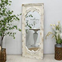 오래된 빈티지 앤틱 전신 거울 창문 모양 레트로 미러, 단일 행 픽쳐 프레임