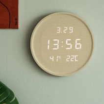 플라이토 루나 온습도 우드 인테리어 LED 벽시계 29.5cm, 루나 온습도 크림