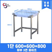 업소용작업대 1단작업대 600 하부3면파이프 스텐작업대 스텐선반조리대, 뒷빽100mmc추가, 900mm