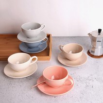 스타 커피잔세트 예쁜 라떼잔 컫받침포함 300ml / 5color, 연회색, 1개