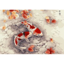 리빙듀오 DIY 쉬운 명화 유화그리기 세트 A-209 비단잉어 중형 40x50, A-209 비단잉어 40x50