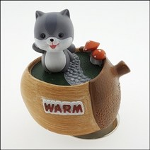 도자기 회전 오르골(뮤직박스)-회색 다람쥐와 버섯