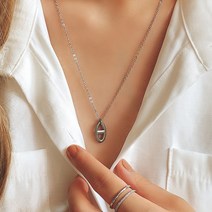 아킨다 써지컬 샹달 롱목걸이 타원오벌 펜던트 3color