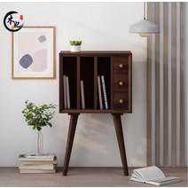 북유럽 LP수납장 LP장식장 감성 우드 책장 거실 침실 레코드랙, 블랙월넛색상(소나무) 45+28+76