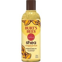 Burts Bees 시어 + 열대 과일 루미너스 바디 오일 226.8g 8온스 팩은 다를 수 있음, 시어 바디 오일
