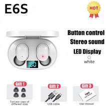 TWS E6S 무선 헤드폰 블루투스 V5.1 이어폰 헤드셋 마이크 스포츠 소음 Xiaomi Redmi 용 미니 이어 버드 취소, [01] White