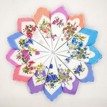 라이팡팡 손수건 여성용 휴대용 초승달 코튼 컴포트 땀 닦기 잔꽃 프린트 스카프