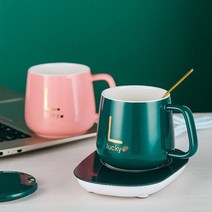 POZEAL 머그컵세트 55도 자동보온 세라믹 컵, 그린(USB)