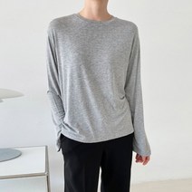 봄 40대 미시 엄마옷 중년여성 소매 커버 루즈핏 빅사이즈 레이온 스판 긴팔 롱 티셔츠