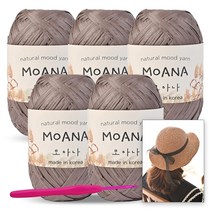 진텍스 모아나 뜨개실(40g)x5볼 + 모사용 코바늘 6/0호 + 리본햇 도안, 110_머드