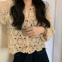 손뜨개가디건 짜임 여름 봄 크롭 볼레로 가을 베이직 니트 가디건 포인트 캐주얼